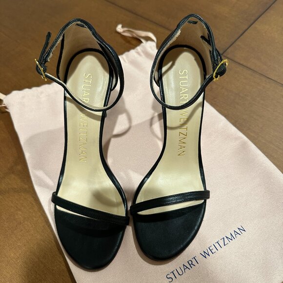 (SOLD) Stuart Weitzman Black leather Nudistsong heels (US 6.5) - Picture 2 of 4